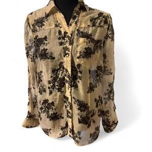 Coldwater creek semi sheer snap front vintage shirt Size Small